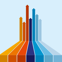 <span style="color: #07aefc"></span>彩色箭头公众号封面小图在线制作生成二维码模板图片